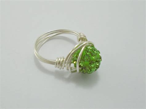 Green Crystal Ring Crystal Ring Green Ring Bling Ring - Etsy