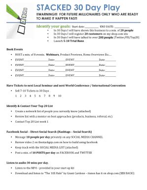 Fillable Online STACKED 30 Day Massive Action Checklistdocx Fax Email