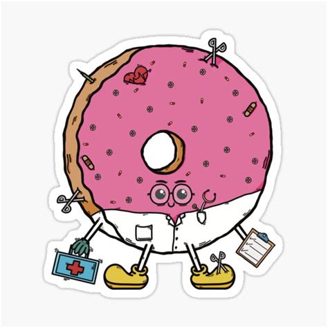 "Dr. Donut Cute Doctor Donut" Sticker for Sale by jastmood | Redbubble