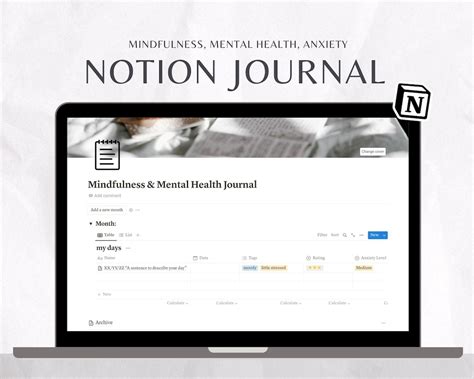 Notion Template, Notion Journal Template, Daily Journal, Anxiety ...