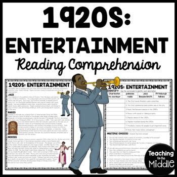 S Entertainment Reading Comprehension Worksheet Roaring Twenties In