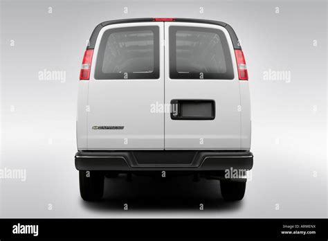 2008 Chevrolet Express Cargo 1500 In White Low Wide Rear Stock Photo