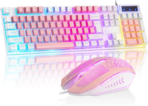 Chonchow Cute Pink Gaming Keyboard And Mouse Combo For Girl 3 Color Backlit 19