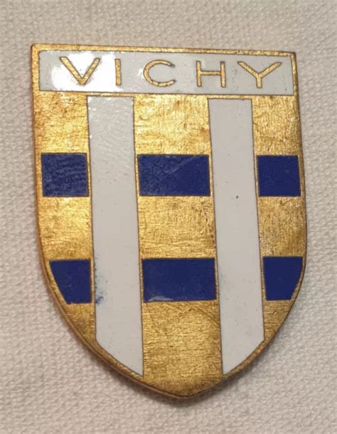 RARE BLASON ÉCUSSON Ville de VICHY ancien en émail authentique EUR 15