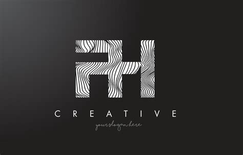 Fh F H Letter Logo With Zebra Lines Texture Design Vector