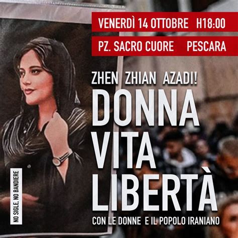 Iran Donna vita libertà venerdì manifestazione a Pescara Notizie