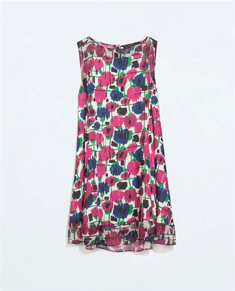 Zara Floral Printed Dress In Multicolor Lyst