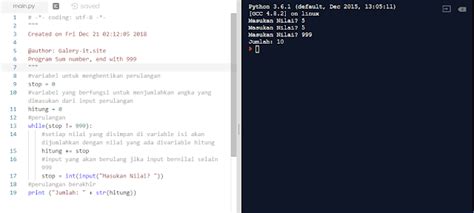 Belajar Python Pemula Program Looping While Penjumlahan Dari