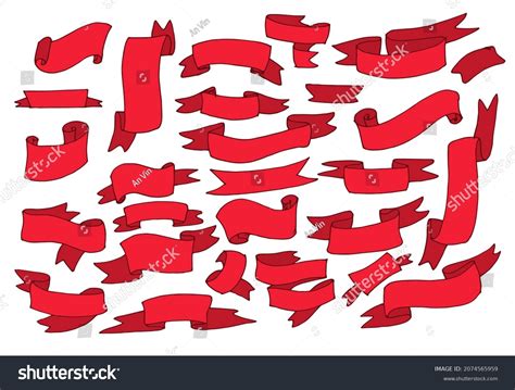 Set Different Red Ribbons Collection Banners Stock Vector Royalty Free