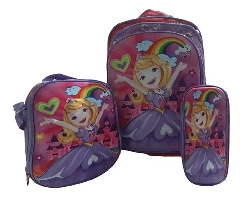 Kit Mochila Lonchera Lapicera Escolar 3 Pzs Unicornio Luces Mebuscar