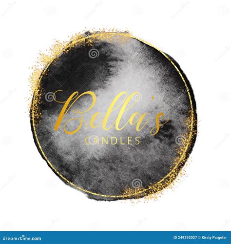 Black And Gold Logo Design With Glittery Elements Stock Vector