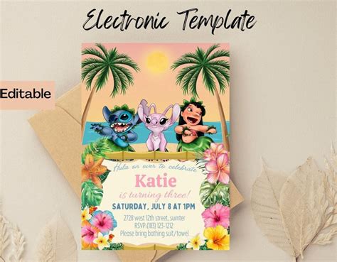 Angel Lilo And Stitch Birthday Invitation Lilo And Stitch Digital