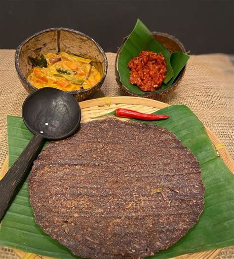 Kurakkan Roti With Onion Sambol And Mixed Vegetables Curry Indian Food