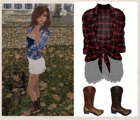 Second Life Marketplace Country Girl Outfit Red Plaid