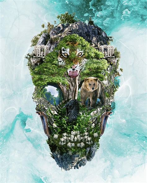 Skull Nature III Digital Art By Riza Peker Fine Art America