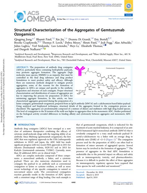 PDF Structural Characterization Of The Aggregates Of Gemtuzumab