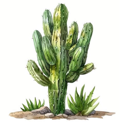 Premium Photo Watercolor Cute Cactus Isolated