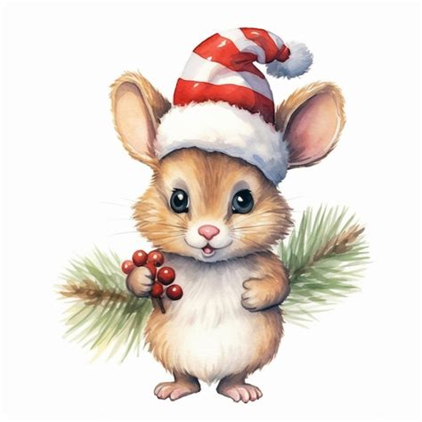 Premium AI Image There Is A Small Brown Mouse Wearing A Santa Hat