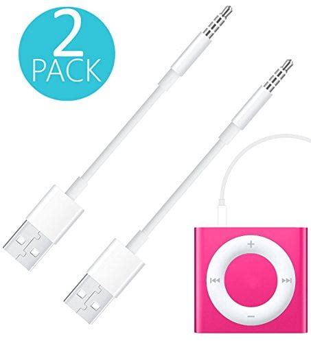 iPod Shuffle Cable, 2 Pack 3.5mm Jack/Plug to USB USB Power Charger ...