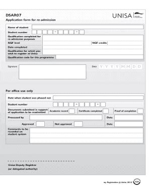 Dsar Unisa Fill Online Printable Fillable Blank Pdffiller