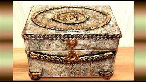 How To Make A Vintage Jewelry Box From Cardboard Diy Jewelry Box Design Craft Idea Youtube