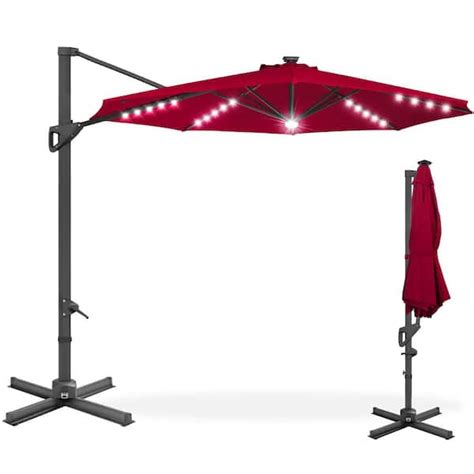 Best Choice Products 10 Ft 360 Degree Solar Led Cantilever Patio Umbrella Outdoor Hanging