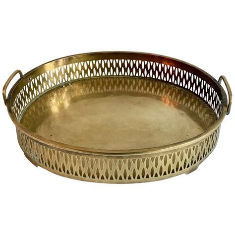 Oval Brass Tray With Deep Gallery Detail At 1stdibs