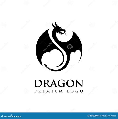 Dragon Silhouette In A Circle Logo Vector Stock Vector Illustration