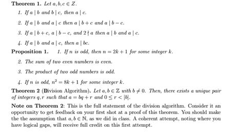 SOLVED Theorem 1 Let a b c â Z If a b and b then 2 If a b and