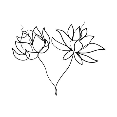 Premium Vector Continuous One Line Art Drawing Of Beauty Lotus Flower