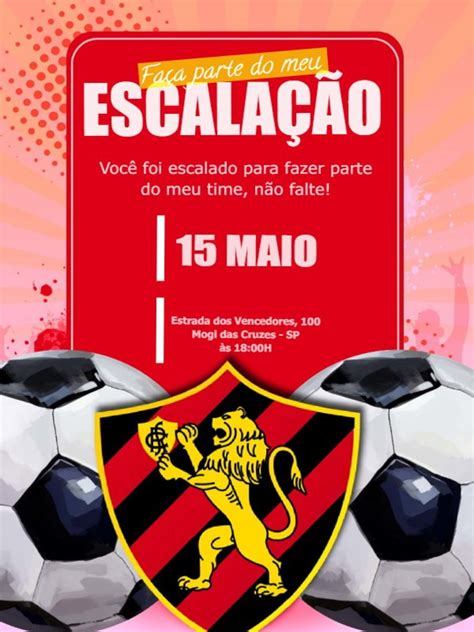 Convite Aniversário Comemoração Festa Futebol Sport Recife