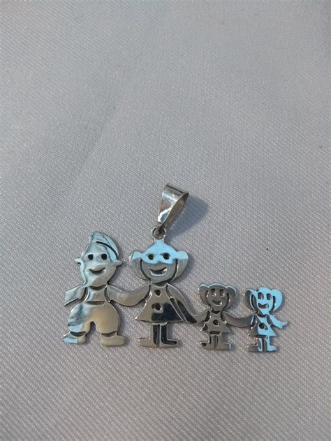 Cadena Y Dije Niña Y Niño En Plata Fina Ley 925 295 00 en Mercado