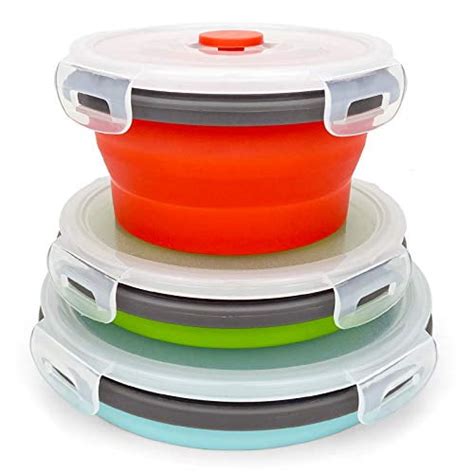 Cartints Round Collapsible Bowls With Lids Reusable Silicone Food Storage Containers 3pack 500