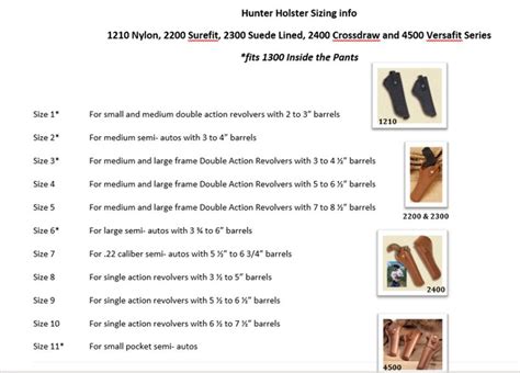 Sizing Information The Hunter Company