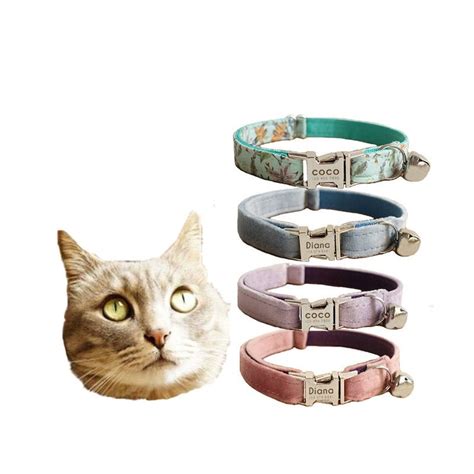 Personalized Cat Collar Velvet Cat Collar Cute Cat Collar Etsy