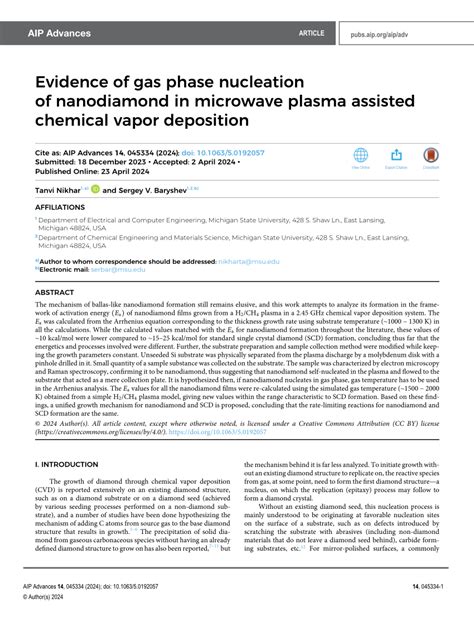 Pdf Evidence Of Gas Phase Nucleation Of Nanodiamond In Microwave