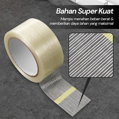 Taffpack Lakban Super Strong Fiber Tape Isolasi Bening M Mm Gf M