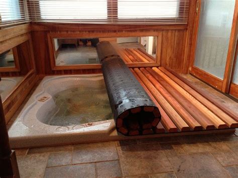 Hot Tub Spa Roll And Rolling Covers Hot Tub Room Hot Tub Backyard Hot Tub Designs