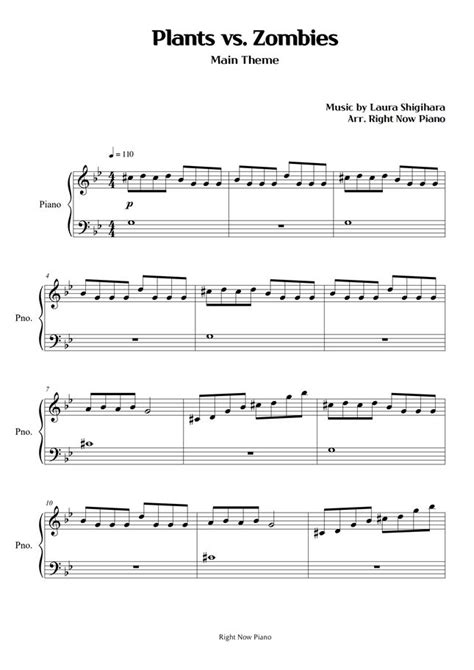 Plants Vs Zombies Main Theme Easy Piano Sheet Music