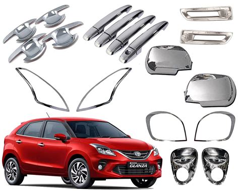 Car Saaz Exterior Chrome Accessories Combo Kit For Glanza Present