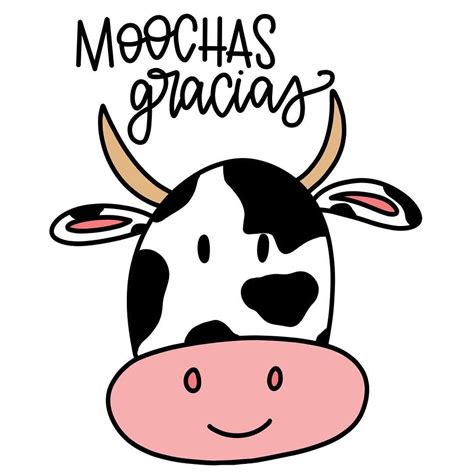 Moochas Gracias Muchas Thank You Card Cow Pun Funny Joke Spanish