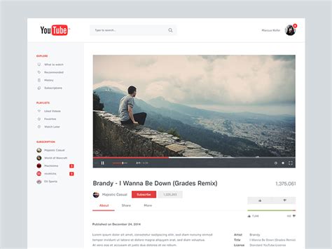 YouTube Redesign II By Marcus Hofer On Dribbble