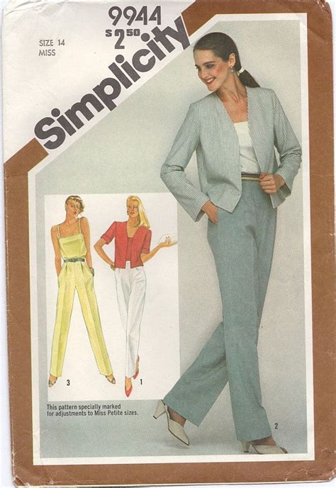 1980s Vintage Sewing Patterns 80s Tapered Pants Front Tuck Etsy Vintage Sewing Patterns