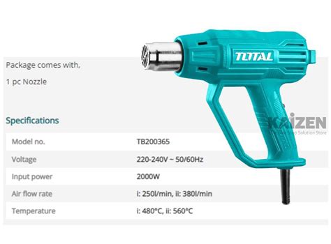 Ripley PISTOLA DE CALOR TOTAL AIRE CALIENTE INDUSTRIAL TB200365 2000