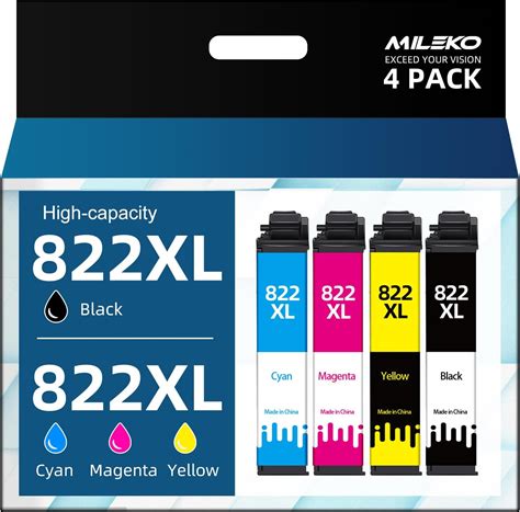 822 XL Ink Cartridges High Capacity Combo Pack Remanufactured For Epson