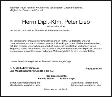 Traueranzeigen Von Peter Lieb Trauer Merkur De