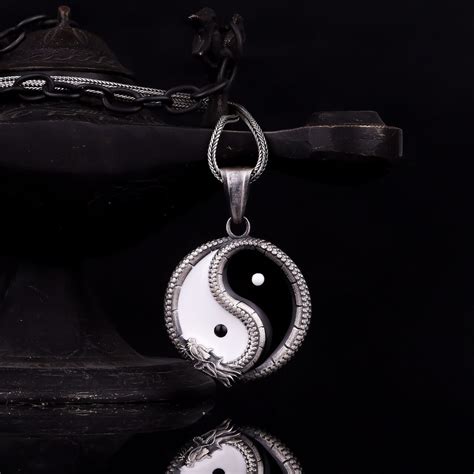 Yin Yang Dragon Necklace Sterling Silver