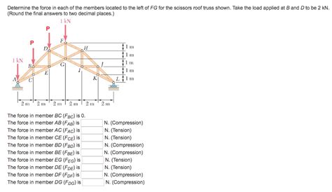 Solved Determine The Force In Each Of The Members Located To Chegg