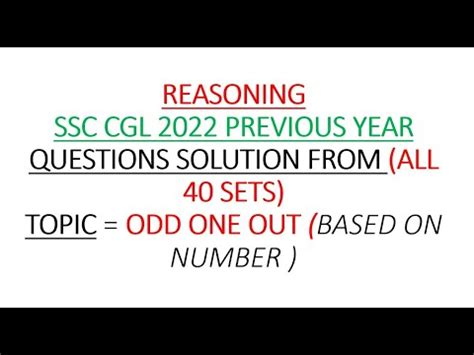 Ssc Cgl All Questions From Sets Odd One Out Ssc Cgl Tier