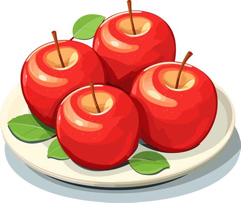 Red apples on plate clipart ai generative 28590784 PNG